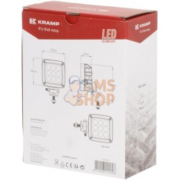 Phare de travail LED, 27 W, 2800 lm, carrée, blanche, 10/30 V, 100x100x81 mm, prise Deutsch, Wide flood, 9 LED Kramp | KRAMP Pha