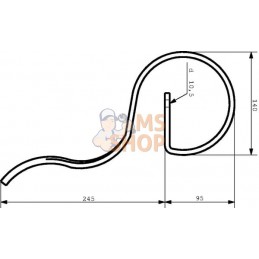 Dent à ressort 25x8x340mm sans pointe adaptable pour Rau et Kverneland | KVERNELAND / RAU Dent à ressort 25x8x340mm sans pointe 