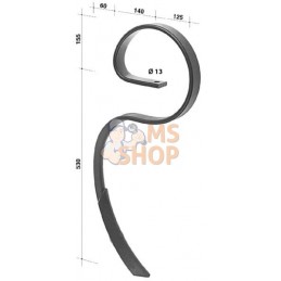 Dent à ressort 45x12x710mm avec pointe adaptable pour Herkules, Evers et Dales | NON ORIGINAL Dent à ressort 45x12x710mm avec po