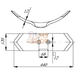 Soc 120x12x440 entaxe 70mm | NON ORIGINAL Soc 120x12x440 entaxe 70mm | NON ORIGINALPR#899207