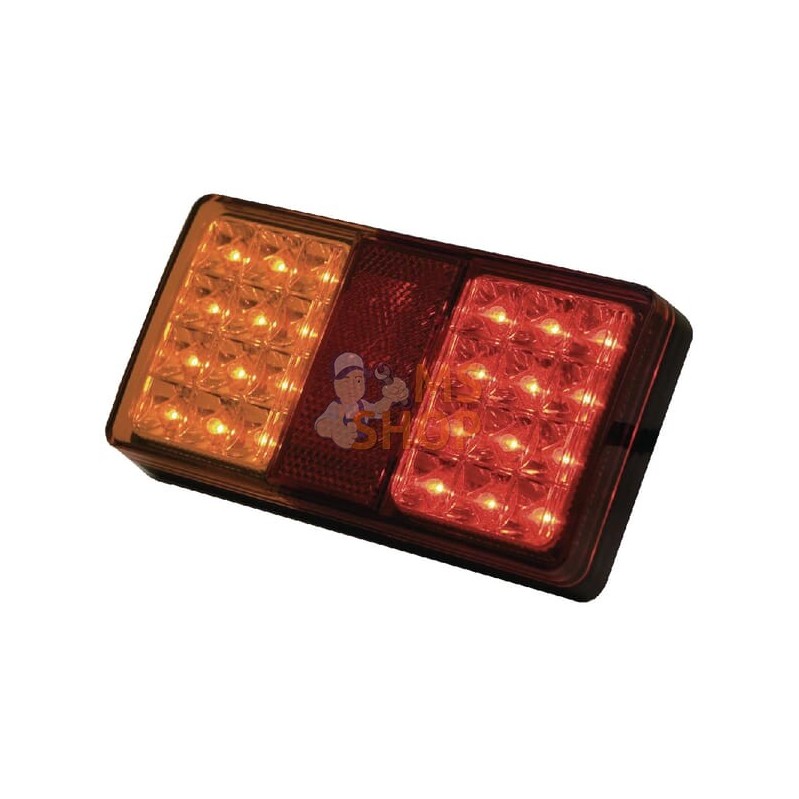 Feu arrière LED, rectangulaire, 12/24V, rouge/orange, à boulonner, 150x27x80mm, 24 LED | UNBRANDED Feu arrière LED, rectangulair