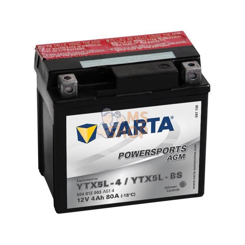 Batterie 12V 4Ah 80A AGM Powersports VARTA | VARTA Batterie 12V 4Ah 80A AGM Powersports VARTA | VARTAPR#633784