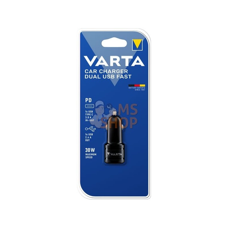 Chargeur de voiture double USB type C | VARTA CONSUMER BATTERIES Chargeur de voiture double USB type C | VARTA CONSUMER BATTERIE