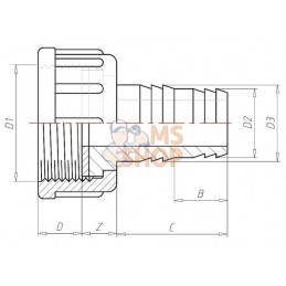 Raccord de tuyau 60mm x F 2 3/4" | VDL Raccord de tuyau 60mm x F 2 3/4" | VDLPR#883515