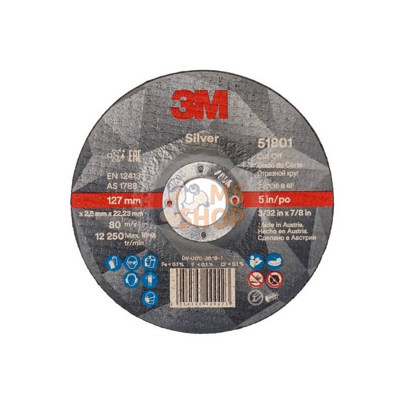 Disque à tronçonner 51801 T42 125x2,5x22,23 mm | 3M Disque à tronçonner 51801 T42 125x2,5x22,23 mm | 3MPR#505624