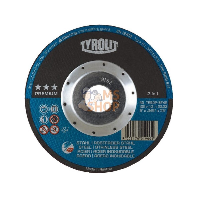 Disque à découper Premium 42F 125x1,2 | TYROLIT Disque à découper Premium 42F 125x1,2 | TYROLITPR#1122274