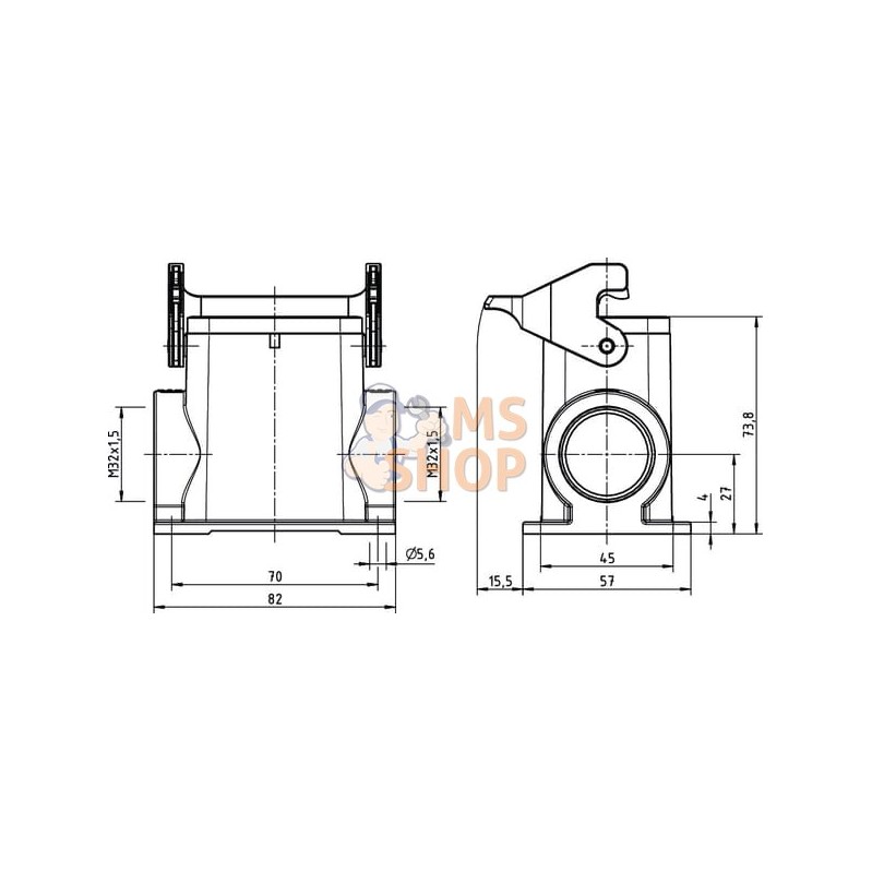 Embase saillie 6B 2xM32 | HARTING Embase saillie 6B 2xM32 | HARTINGPR#786490