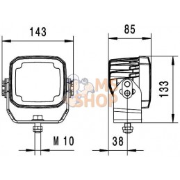 Phare de travail LED 4000lm, carré 12/24V, blanc, ultra longue portée prise Deutsch 8 LED Hella | HELLA Phare de travail LED 400