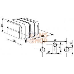 Feu de direction et de position Halogène, avant/arrière, rectangulaire, rouge/ambre/transparent, à boulonner, 120x80x136mm, fich