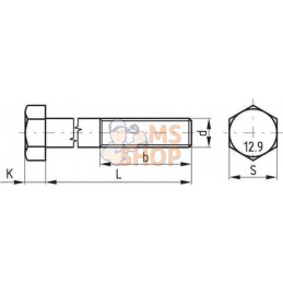 Boulon hexagonal pas fin partiellement fileté M14x1,5x65 12.9 noir | KRAMP Boulon hexagonal pas fin partiellement fileté M14x1,5