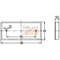 Catadioptre rectangle rouge 196x88mm à visser | HELLA Catadioptre rectangle rouge 196x88mm à visser | HELLAPR#522659