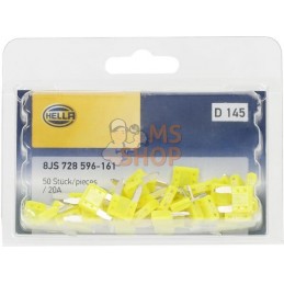 Fusible lame mini 20A longueur 10,9mm jaune pack 50x Hella | HELLA Fusible lame mini 20A longueur 10,9mm jaune pack 50x Hella | 