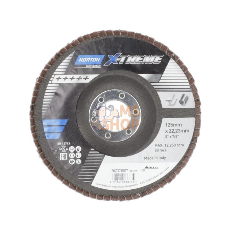 Disque à lamelles conique Fib X-Treme 125 mm P60 | NORTON Disque à lamelles conique Fib X-Treme 125 mm P60 | NORTONPR#484685