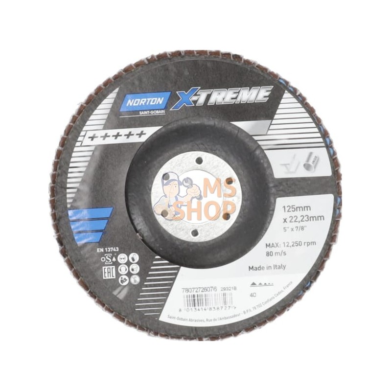 Disque à lamelles conique Fib X-Treme 125 mm P40 | NORTON Disque à lamelles conique Fib X-Treme 125 mm P40 | NORTONPR#484684