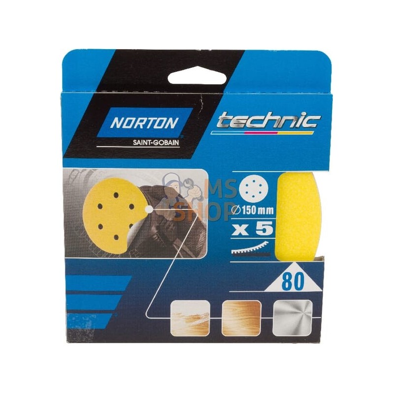 Papier abrasif 150 mm G80 (5x) | NORTON Papier abrasif 150 mm G80 (5x) | NORTONPR#484693