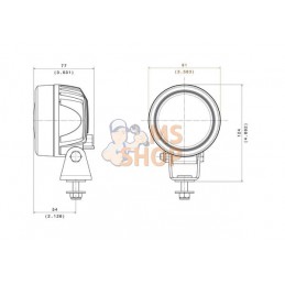 Phare de travail LED, 29W, 2800lm, ronde, 12-24V, Ø 91mm, Flood, 6 LED, Deutsch plug, SL-RL / SLA-RLA | VIGNAL Phare de travail 