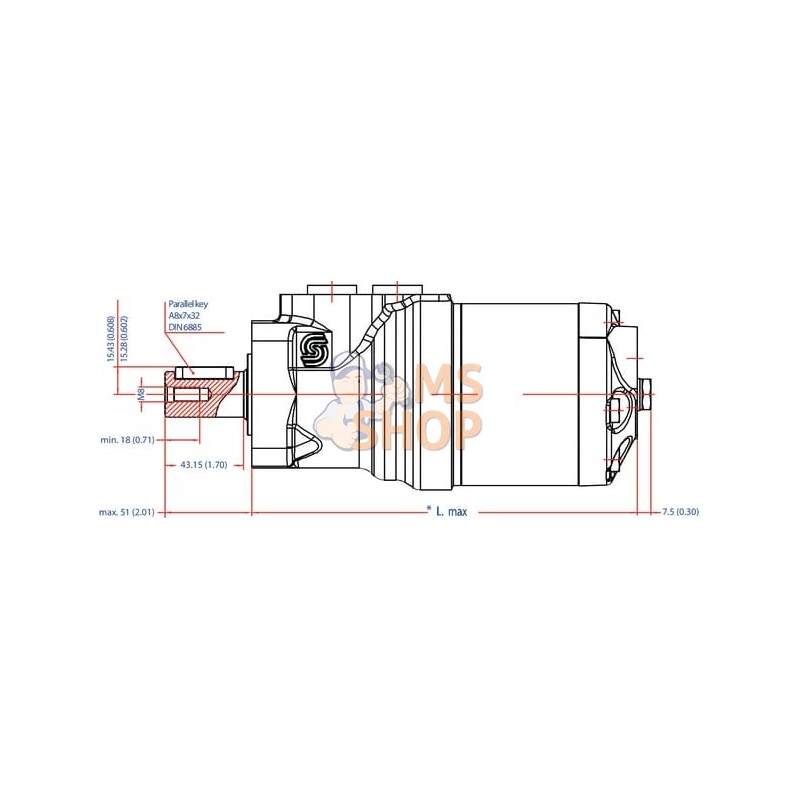 Moteur or arb Ø25,Fl.C,Endport | WHITE Moteur or arb Ø25,Fl.C,Endport | WHITEPR#1143058