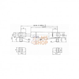 CA970816; STABILUS; Vérin à gaz L205-500N; pièce detachée