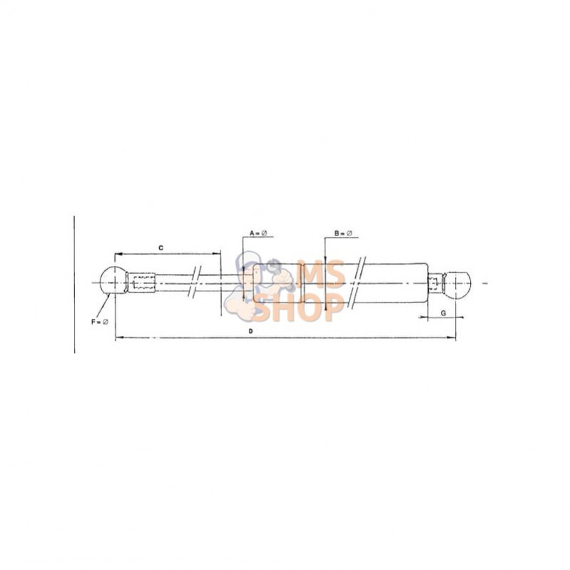 CA8127KE; STABILUS; Vérin à gaz L575-500N; pièce detachée