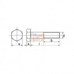 93116130109; KRAMP; Boulon hexagonal partiellement fileté M16x130 10.9 zing; pièce detachée