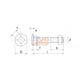 603870; KRAMP; Vis tête bombée collet carré M8x70; pièce detachée