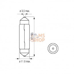 B1221; KRAMP; Ampoule 12V 10W SV8,5; pièce detachée