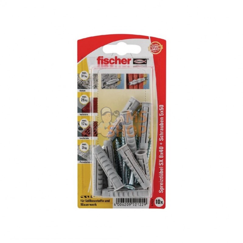 SX840GKSK; FISCHER; SX Cheville + Bois Vis 10x; pièce detachée