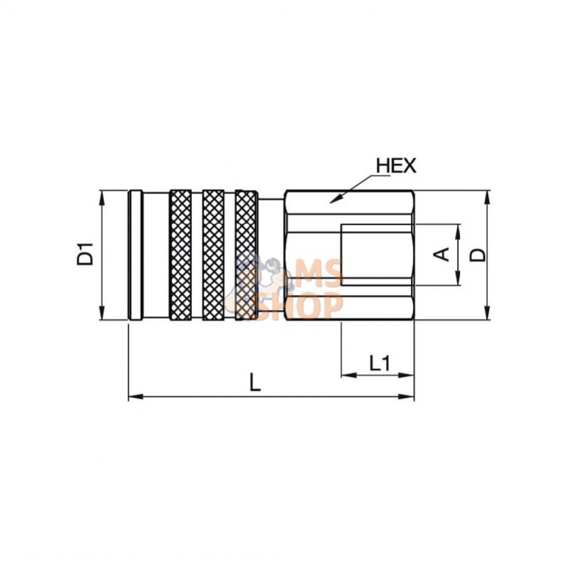 FEM50112FB; PARKER; Coupl. f.3/4 Tema FF ISO 16028; pièce detachée