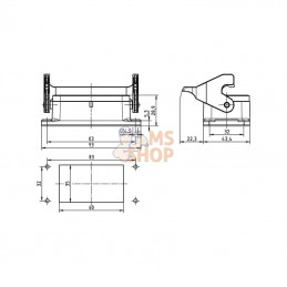 09300100305; HARTING; Embase encastrée 10B; pièce detachée