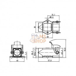 19200031252; HARTING; Embase saillie 3A 1xM20; pièce detachée