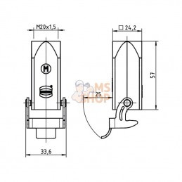 19200031750; HARTING; Boîtier d'accouplement 3A M20 sortie droite; pièce detachée