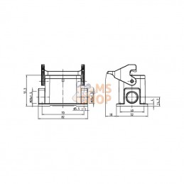 19300061290; HARTING; Embase saillie 6B 2xM20; pièce detachée