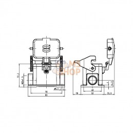 19300062255; HARTING; Embase saillie 6B 1xM20; pièce detachée