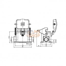 19300062295; HARTING; Embase saillie 6B 2xM20; pièce detachée