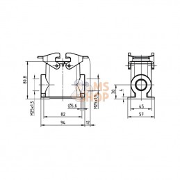 19300100271; HARTING; Embase saillie 10B 2xM25; pièce detachée