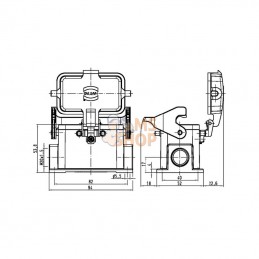 19300101255; HARTING; Embase saillie 10B 1xM20; pièce detachée