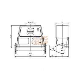 19300160757; HARTING; Capot d'acc. 16B M32 entrée verticale; pièce detachée