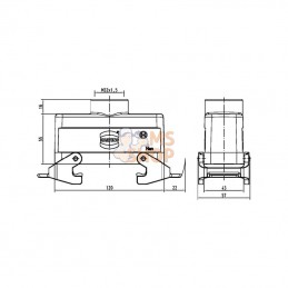 19300241432; HARTING; Capot d'acc. 24B M32 entrée verticale; pièce detachée