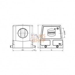 19300320528; HARTING; Capot 32B M40 entrée latérale; pièce detachée