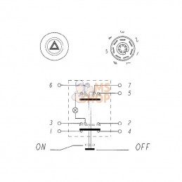 11100080PN; PNEUTRON; Interrupteur poussoir, feux de détresse, rond, rouge; pièce detachée