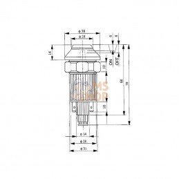 11100080PN; PNEUTRON; Interrupteur poussoir, feux de détresse, rond, rouge; pièce detachée