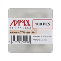 SI12008; IMAXX; Fusible stéatite 8A longueur 25mm blanc pack 100x iMaXX; pièce detachée