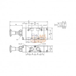 MAB52B14; KRAMP; Vanne 5/2, levier bouton 1/4"; pièce detachée