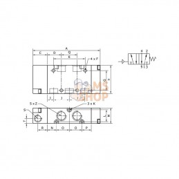 PV52M14; KRAMP; Vanne 5/2, pneumatique 1/4"; pièce detachée