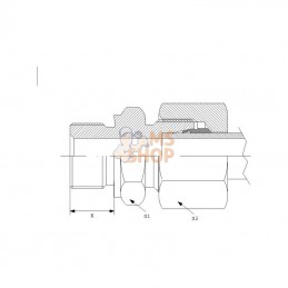 GEV8LR38RVS; DICSA; Raccord à visser mâle 8L R3/8 Inox; pièce detachée