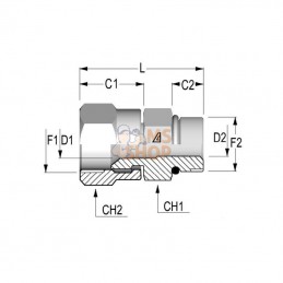 FMUN1708; ALFAGOMMA; Union simple male 1 1/16 - 1/2 JIC/NPT; pièce detachée