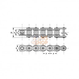 RE480; REXNORD; Chaîne 3/4x7/16 pas 19,05 (5m); pièce detachée