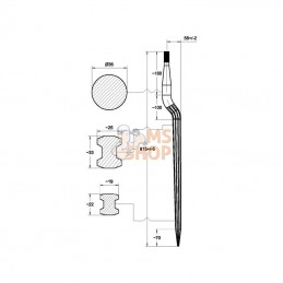 FT26; SHW; Dent de désileuse 36x815 M22 Stoll; pièce detachée