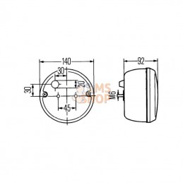 2RL011484021; HELLA; Gyrophare, jaune, KL 7000 LED magnétique; pièce detachée