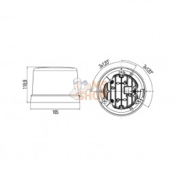 2RL011484001; HELLA; Gyrophare à LED, rond, 12-24 V, jaune, à visser, Ø 165 mm x 167 mm, 8 LED, KL7000 Hella; pièce detachée